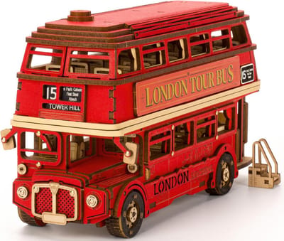 3D Puzzel London Tour Bus - Houten Modelbouwpakket voor Volwassenen en Kinderen