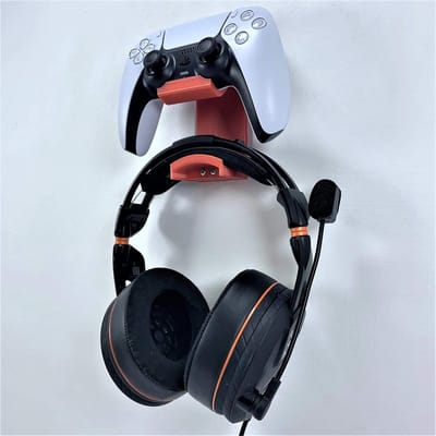 Controller & Hoofdtelefoon Houder - Muurbeugel Opslag - Gaming Setup Organiseren - Specifiek Ontworpen Pasvorm - Ultra-low-profile - Rood
