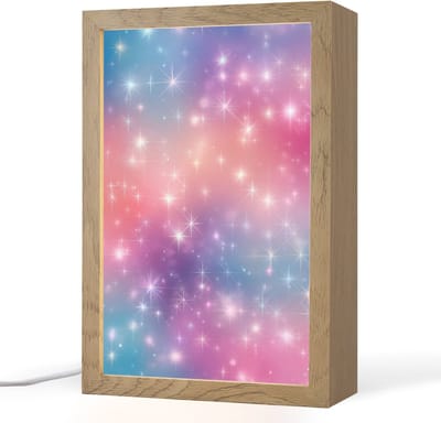 Nachtlampje 20x30 cm - Kinder lampje - Sterren - Abstract - Kleuren - Tafellamp kinderkamer - Slaapkamer lamp - Bedlamp kinderen - Kinderlampje stopcontact - Wandlamp babykamer - Nachtlampjes