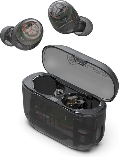 JLab Go Pop Draadloze Oordopjes - Bluetooth Oortjes Draadloos - 35 uur Batterijduur - Be Aware Audio - Met Microfoon - Geschikt voor Android en Apple - Doorzichtig