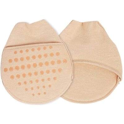 Tcare 1 Paar Ademende Onzichtbare Teenkapjes voor Dames met Vulling Teen Topper Liner Sokken Antislip Bodem Voor Superieure Kwaliteit Hielkussentjes beige