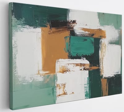 Saammp Canvas Schilderij - Patroon - Groen - Abstract - 30x20 - Foto op canvas - Wanddecoratie - Muurdecoratie Woonkamer - Slaapkamer decoratie - Canvas Print