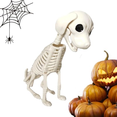 Hond Skelet Decoratie - Honden Schedel - Halloween Versiering - Realistisch Ontwerp - 21.5 cm Lengte - Zwart