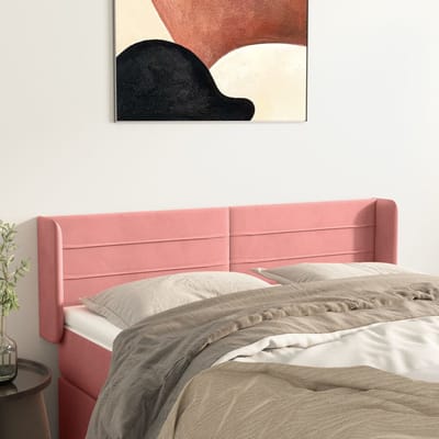 vidaXL - Hoofdbord - met - randen - 147x16x78/88 - cm - fluweel - roze