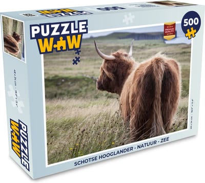 Puzzel Schotse Hooglander - Natuur - Zee - Legpuzzel - Puzzel 500 stukjes