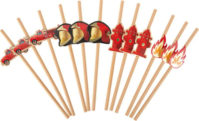 ARTYFETES - 12 brandweer rietjes 19,5 cm