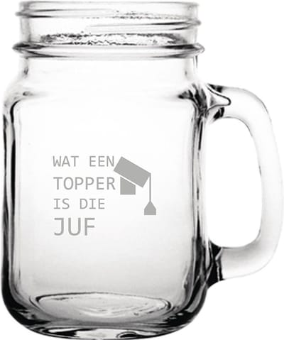 Gegraveerde Drinkglas 45cl Wat een topper is die juf