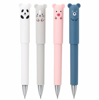 Scoby - Uitgumbare Pennen - Wisbare Pennen - Schrijfpennen - Schattige Dieren Pennen - Erasable Pens - 4 stuks