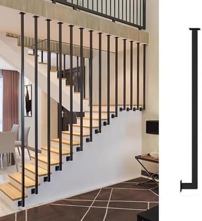 Trapleuning Metaal - Balustrade Paal - Val Preventie - Nano Bakverf Afwerking - 0.2 Meter - Zwart