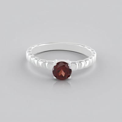 Cavill - Elegant Zilveren Ring 925 Sterling - Rode Zirkoon 0,675 ct Cambodja - Ronde Edelsteen Prongzetting - Smal Damesring Cadeau