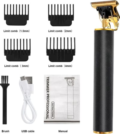 Professionele tondeuse, haartrimmer, baardtrimmer, scheerapparaat, tondeuse met USB-aansluiting, 1200mAh-batterijcapaciteit en 4 opzetkammen.