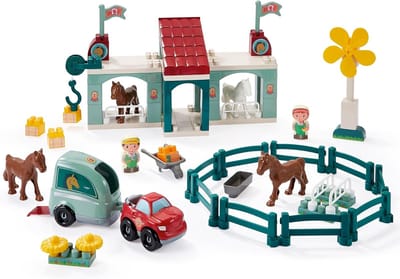 Paarden Manege Speelset - Boerderij Speelgoed - Fantasie Spelen - Gemaakt in Frankrijk - 38.5 x 15 x 24.5 cm