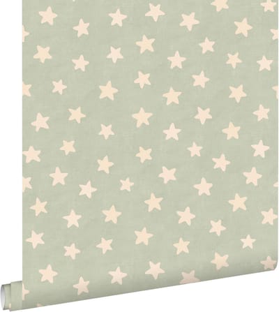 ESTAhome behang sterretjes groen en beige - 50 x 900 cm - 131709