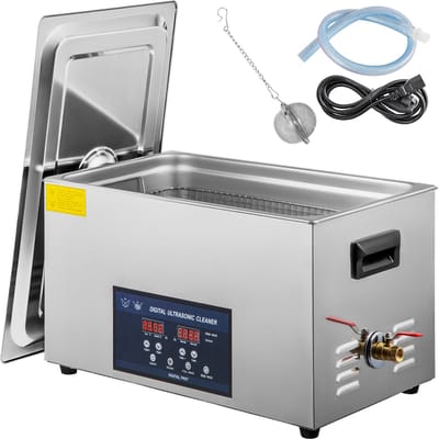 30l Ultrasoon Reiniger, Dubbele Frequentie, met Verwarming, voor Onderdelen, Sieraden, Brillen, Ringen, Kunstgebitten, Platen, Printplaten, 28/40 KHZ, Roestvrij Staal, Zilver