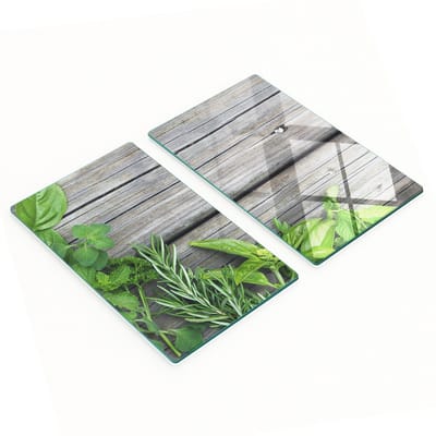 Glazen snijplanken met afbeeldingen van houten kruiden, 2x30x52 cm