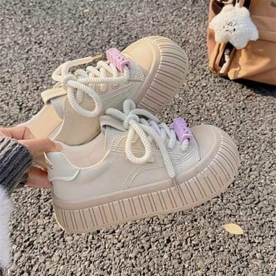 Lelijk Schattig Grote Hoofd Brood Schoenen Dames Herfst Nieuw Veelzijdig Koreaans Zachtzool Casual Schoenen Dikzool Witte Schoenen 40 kaki