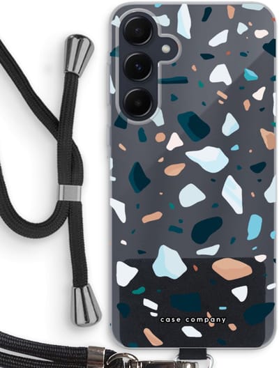 Case Company® - Hoesje met koord geschikt voor Samsung Galaxy A55 hoesje met Koord - Terrazzo N°13 - Telefoonhoesje met Zwart Koord - Bescherming aan alle Kanten en Over de Schermrand