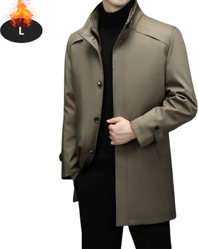 Livano Mantel Heren - Tussenmantel - Jas - Mantelpakje - Trenchcoat - Overjas - Overcoat - Winter - Khaki - L