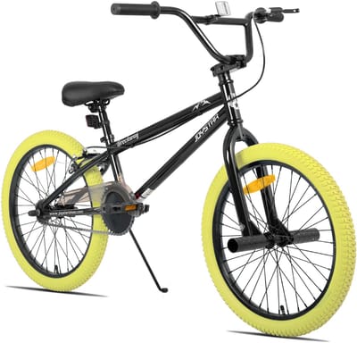 Joystar Brockway BMX-fiets - 20 inch - Handrem - Remmen - Achter V-brake - Pegs - Geel - Geschikt voor buitenactiviteiten in de lente