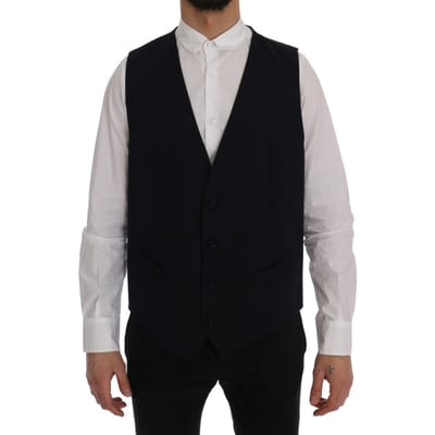 Dolce & Gabbana Mannen Blauw STAFF Wollen Stretch Vest