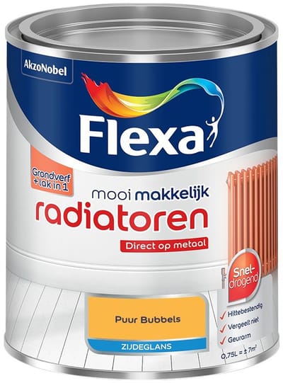 Flexa - Mooi Makkelijk Radiatoren Zijdeglans - Puur Bubbels - Mengverf - 750 Ml