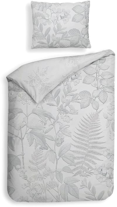 Heckettlane Dekbedovertrek Freyr - Bedlinnen met Bladeren print - 140x200-220 cm - Grijs - Dekbedovertrek van 100% Katoen-Dobby