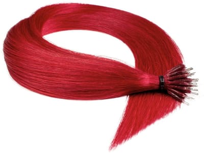 hair2heart Premium Nanoring Extensions Echt haar glad - 25 strengen 0,8 g 50 cm 0/44 intensief rood