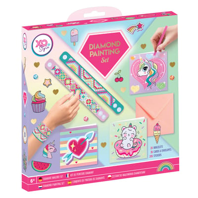MOXY Diamond Painting Set - Creatieve Knutselset voor Kinderen - 6+ Jaar - Inclusief Accessoires en Kleurrijke Steentjes - Armbandjes maken - Diamond Painting Kaarten - Diamond Painting Stickers