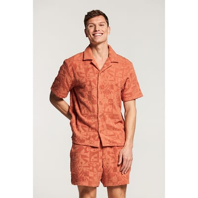 Shiwi Men Toweling Shortsleeve Shirt Light Rust Orange Size: L | Casual Shirts Outlet | Heren | Oranje