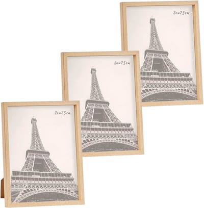 Fotolijst - 3x stuks - houtlook - kunststof/glas - 27 x 22 cm - voor foto van 20 x 25 cm - staand/hangend