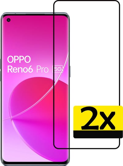 Screenprotector - Geschikt voor OPPO Reno 6 Pro - 2 Stuks - Full Cover - Beschermglas - Gehard Glas - Tempered Glass - Screen Protector