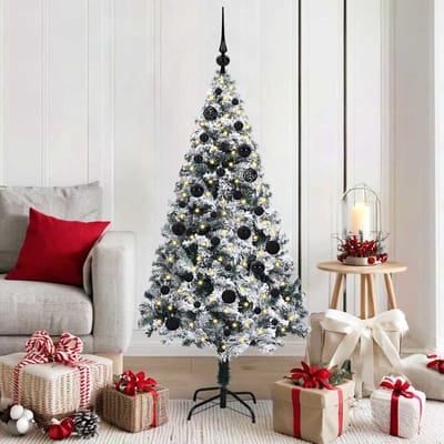 vidaXL - Kunstkerstboom - met - 150 - LED - Wit - 150 - cm - PVC - en - Staal - en - Kunststof