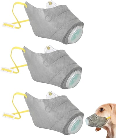 Hondenluchtfiltermasker - Hondengezichtsmasker - Outdoor Activiteiten - 4-laags filtratie - 3-delige set - Set