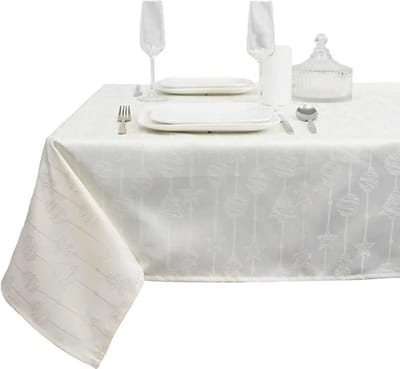 Unique Living kersttafelkleed Raula - 145x250cm - Dove white - Kerst