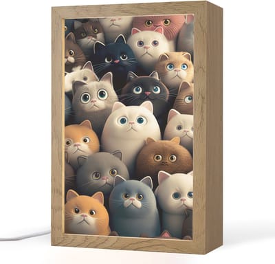 Nachtlampje 20x30 cm - Kinder lampje - Katten - Dieren - Poes - Design - Meiden - Jongens - Tafellamp kinderkamer - Slaapkamer lamp - Bedlamp kinderen - Kinderlampje stopcontact - Wandlamp babykamer - Nachtlampjes