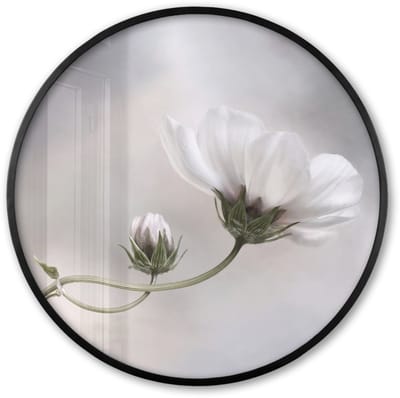Poster in lijst Rond - Fotolijst 60x60 cm - Posters - Bloemen - Stilleven - Natuur - Grijs - Ronde posterlijst zwart - Decoratie - Wanddecoratie woonkamer - Muurdecoratie slaapkamer