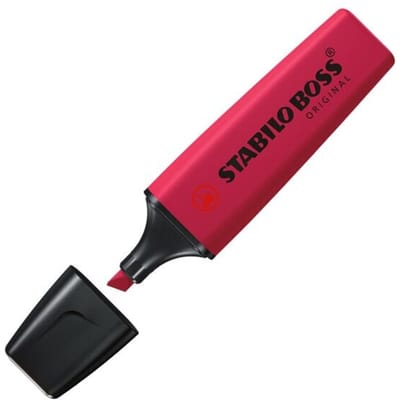 STABILO® BOSS ORIGINAL markeerstift NatureCOLORS Wildflower, wigvormige punt, lijndikte 2-5 mm, schrijfkleur rood, anti-uitdroogtechnologie, 1 stuk