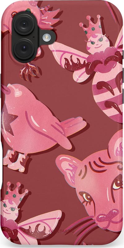 Casetastic hoesje geschikt voor Apple iPhone 16 Plus - MagSafe - Dubbellaagse bescherming - Luxe dieren - Fashion Case - Bordeaux Lichtroze