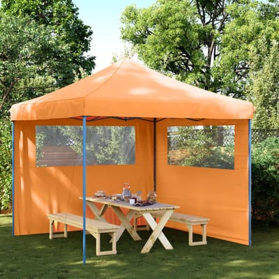 vidaXL - Partytent - inklapbaar - pop-up - met - 2 - zijwanden - oranje