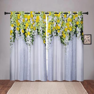 Kleurrijke Bloem Bloemen Abstracte Gordijnen voor Woonkamer Keuken Raamgordijn voor Meisjesslaapkamer Huisdecoratie 2 Stuks W50xH130(CM)x2pcs&Grommet Top