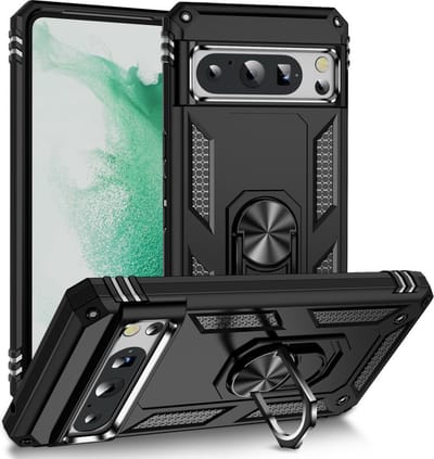 Coverup Hoesje - Geschikt voor Google Pixel 8 Pro Hoesje - Coverup Ring Kickstand Back Cover - Zwart