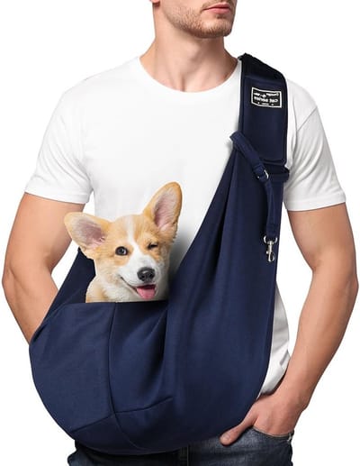Draagtas voor Honden en Katten, Omkeerbare Handsfree Draagtas voor Kleine en Middelgrote Huisdieren, Zachte Ademende Schoudertas voor Wandelen en Reizen