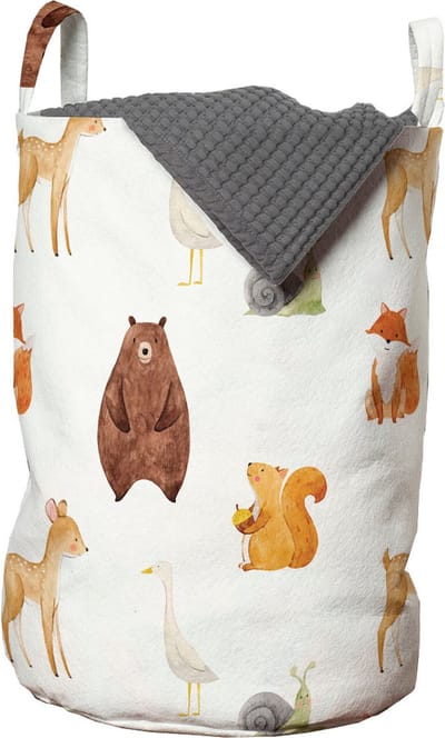 New Bed Wasmand Bosdieren Aquarel – Opbergmand Kinderkamer – 33x48 cm