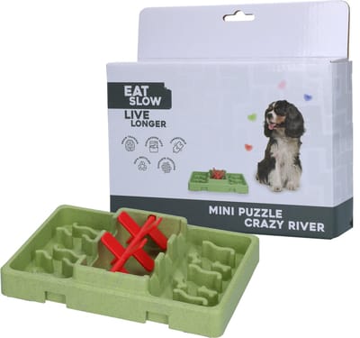 Eat Slow Live Longer Mini Puzzel Crazy River – 13 x 19 cm – Uitdagende Hondenpuzzel – Speelgoed voor Honden – Beloning – Intelligentie – Te vullen met snacks - Anti-schrok voerbak