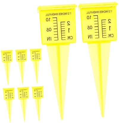 Regenmeter Transparant Plastic - Watermeter Gazon - Buiten Gebruik - Nauwkeurige Metingen - 13.40 cm Hoogte - Geel