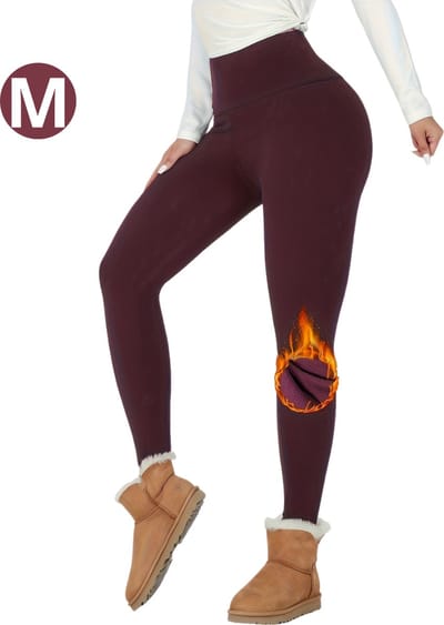 Bovista Gevoerde Panty - Legging - Hoge Taille - Winter Panty - Fleece panty - Thermo Panty - Warme Panty - Elastisch - Bordeaux Rood Maat M