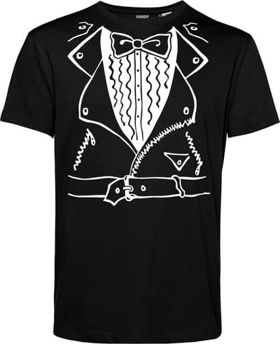 T-shirt Smoking Moto Jacket | Carnavalskleding heren dames | Carnaval kostuum | Foute Party | Zwart | maat XS