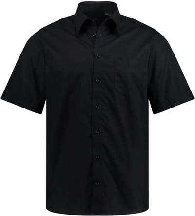 JP 1880 - Heren - Overhemd business halve mouw variabele kraag EasyCare - Zwart - Maat 8XL