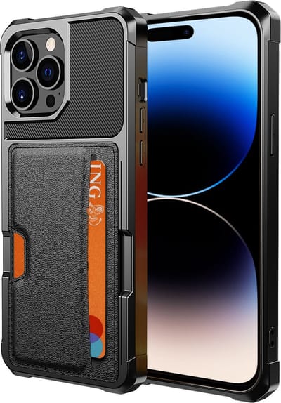 Geschikt voor iPhone 14 Pasjes houder Hoesje Case - Magnetisch Portemonnee Hoesje Cover - Zwart
