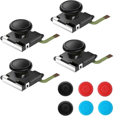 Drie analoge thumbstick joystick voor NS, 3D vervanging links en rechts controller analoge rocker stang stick met dop 4 stuks